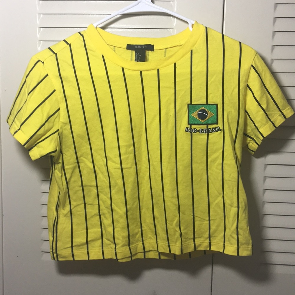 Yellow striped crop top